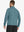 Back half-body view of model in AQUA HEATHER Quarter Zip Melange Pullover highlighting smooth fit.