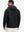 Back upper-body view of reflective hooded softshell jacket on model, shown in black.