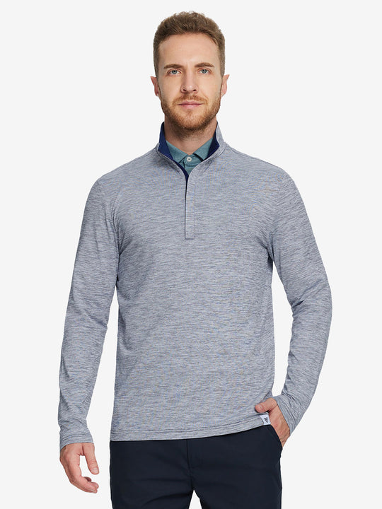 Heather Pinstripe Brushed Dry Fit Quarter Zip Pullover