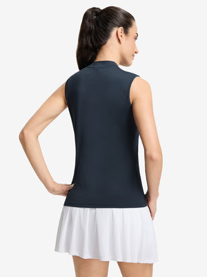 Tops de golf sin mangas con cuello simulado y tecnología de absorción de humedad para mujer