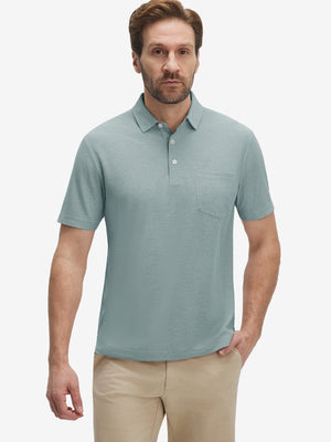 Moisture Wicking Heather Chest Pocket Golf Shirts