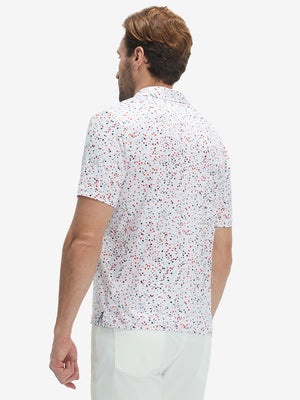 4 Way Stretch Print Collared Polo Shirts