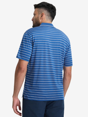 Non-Curl Ribbed Collar Striped Polo Shirts
