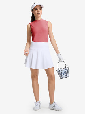 Tops de golf sin mangas con cuello simulado y tecnología de absorción de humedad para mujer