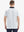 Back half-body view of model in WHITE NAV CLUE Performance Quick Dry Print Golf Polo.