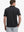 Model half-body back view wearing BLACK Cotton Blend Plain Shirt.