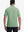 Back half-body view of model wearing the spa green heather comfy cotton blend polo shirt with pocket, highlighting the rear silhouette