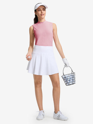 Tops de golf sin mangas con cuello simulado y tecnología de absorción de humedad para mujer