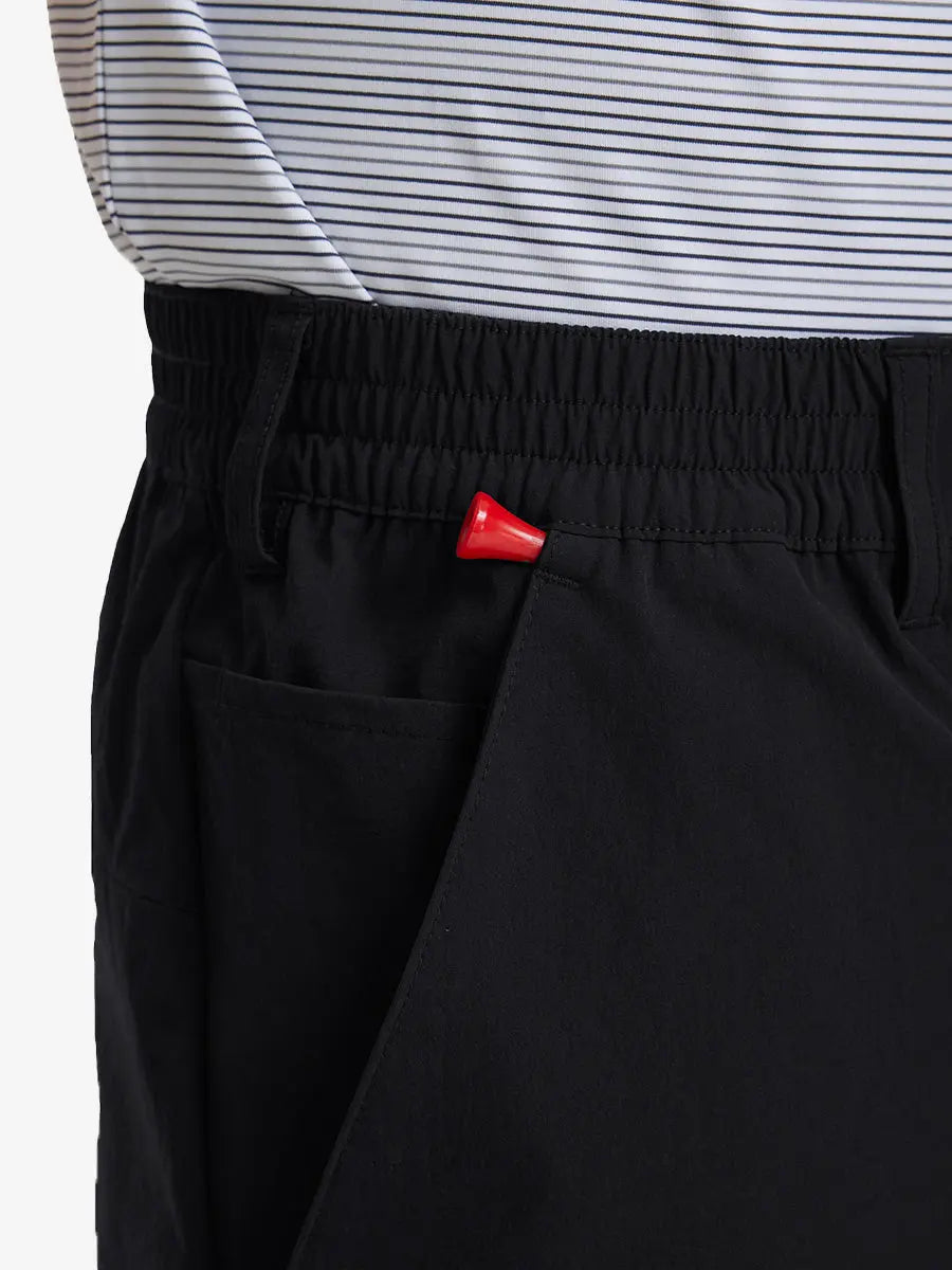 Side pocket close-up with golf tee holder on Performance Water Resistant Pants in BLACK