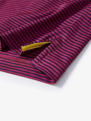 Hem slit detail – Maroon Stripe Performance Cooling Polo for youth