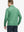 Back half-body view of model in Pinstripe Quarter Zip Pullover, showing back detail – GREEN MELANGE