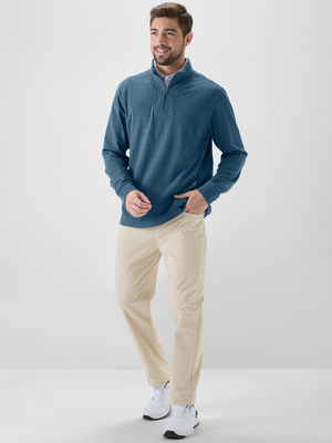 Heather Brushed Rib Knit Quarter Zip with 2 Pockets