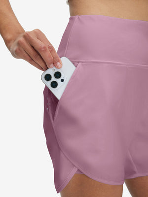 Pantalones cortos de secado rápido 2 en 1 de talle alto para mujer con 7 bolsillos