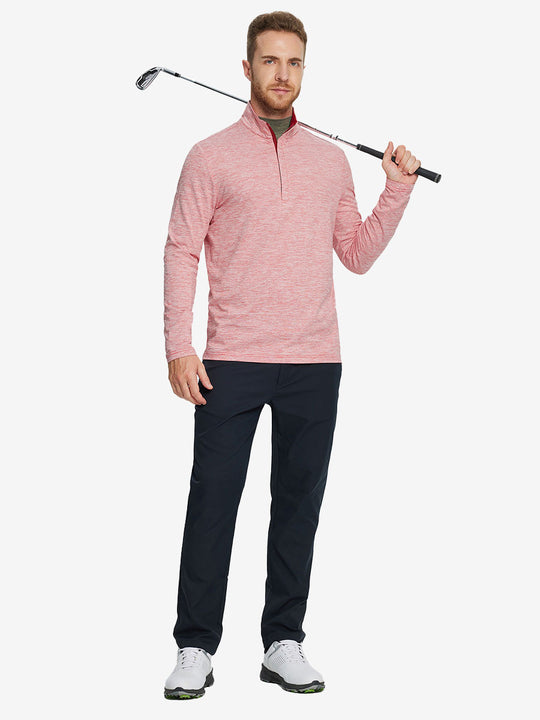 Heather Pinstripe Brushed Dry Fit Quarter Zip Pullover