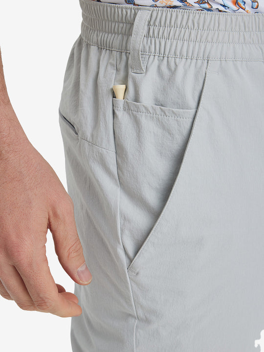 Close-up of front pocket on Performance Water Resistant Pants in SILVER GREY，highlighting pocket design.