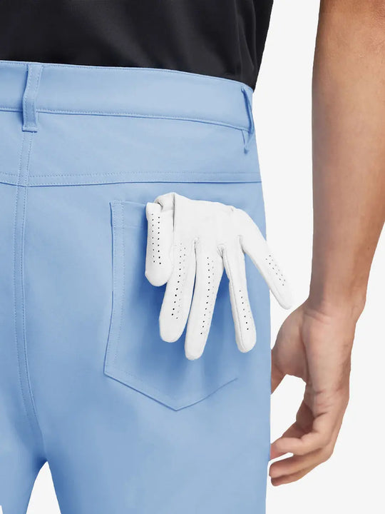 LIGHT BLUE 4-way Stretch Performance Solid Shorts, back pocket holding golf glove, 9 Inch design