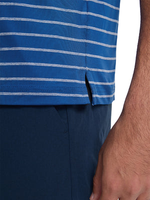 Non-Curl Ribbed Collar Striped Polo Shirts