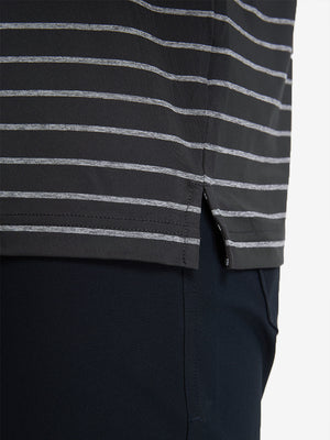 Non-Curl Ribbed Collar Striped Polo Shirts