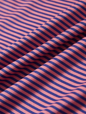 Fabric detail of Performance cooling polo - youth with breathable feel in pink blue stripe