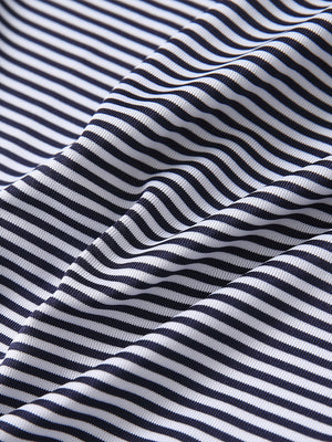 Fabric detail of Performance cooling polo - youth with breathable feel in navy stripe