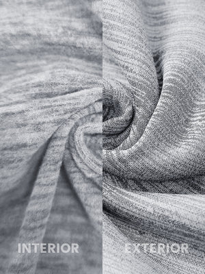 Close-up of ash grey heather heather fleece hoodie pullover fabric showing soft, brushed interior and textured surface.