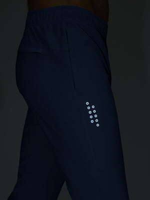 Navy superion softness mesh joggers with zipper pockets glowing in the dark