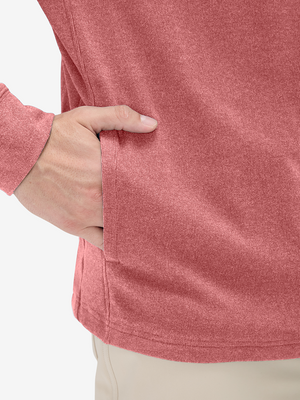 Heather Brushed Rib Knit Quarter Zip with 2 Pockets