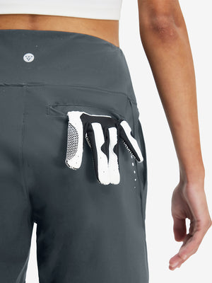 Pantalones cortos de secado rápido 2 en 1 de talle alto para mujer con 7 bolsillos