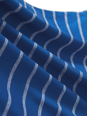 Non-Curl Ribbed Collar Striped Polo Shirts