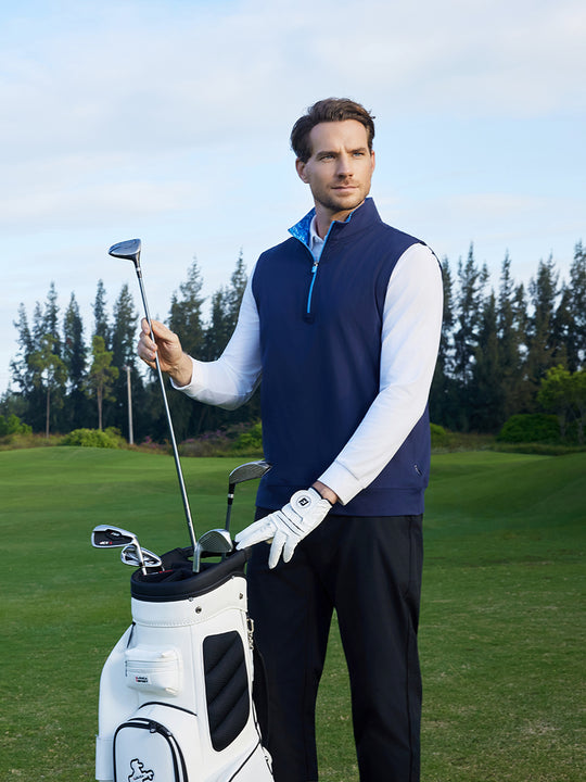Print Collar Quarter Zip Golf Vest