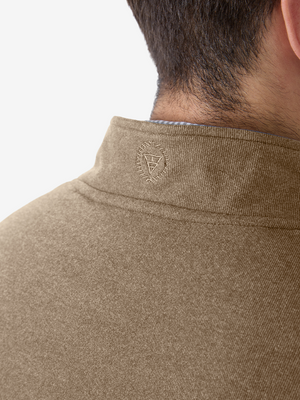 Heather Brushed Rib Knit Quarter Zip with 2 Pockets