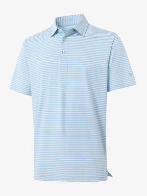 3D view of Sport Fit Stripe Polo in Blue Denim Stripe