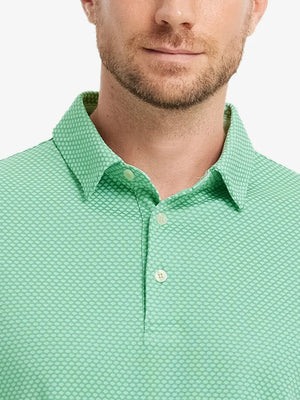 LIGHT GREEN Your Favorite Jacquard Polo front view from nose to chest of model