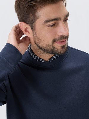 Heather Brushed Rib Knit Crewneck Sweatshirt