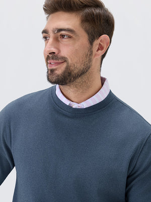 Heather Brushed Rib Knit Crewneck Sweatshirt