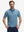 Front half-body view of a model wearing the misty blue everyday classic solid polo, displaying the chest pocket detail