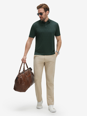 Stylish Full Print Contrast Collared Golf Polo Shirts