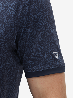 Stylish Full Print Contrast Collared Golf Polo Shirts