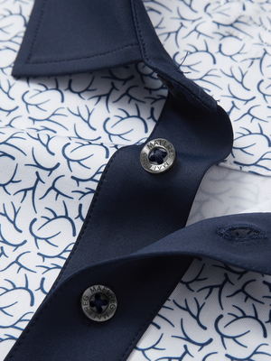 Stylish Full Print Contrast Collared Golf Polo Shirts