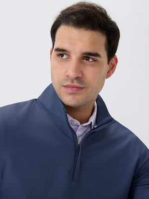 Ribbed Texture Nylon Quarter Zip Pullover