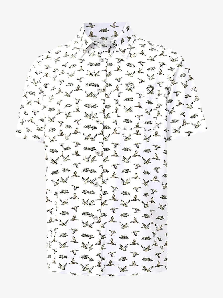 3D display of WHITE WILD GOOSE Stylish Printing Summer Shirt.